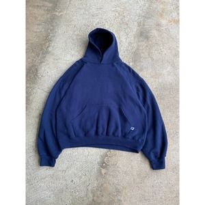 Vintage Y2K Boxy Russel Atheltic Blank Navy Hoodie